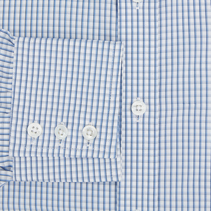 Sky Blue Micro Shadow Check Mayfair Shirt Image 3