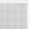 View 2 of product The Turnbull & Asser Green Multi Double Grid Check Hand-Rolled Handkerchief features a white base with thin blue, pink, and green lines forming small squares, finished with elegant hand-rolled edges.