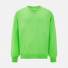 View 1 of product The Turnbull & Asser Bright Green Cashmere V-Neck Jumper features long sleeves with ribbed cuffs and hem—a vibrant addition to your knitwear collection, shown on a plain white background.