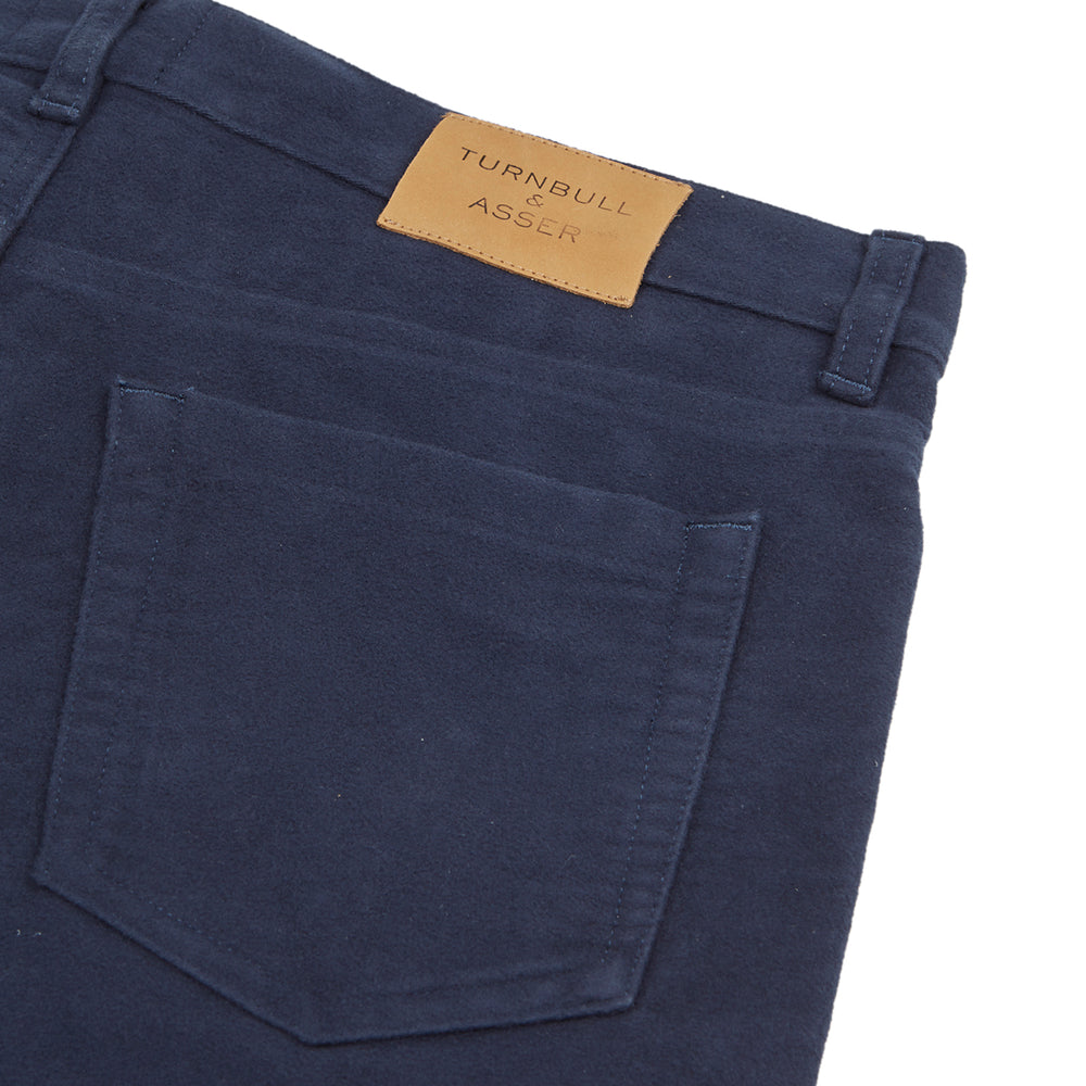 A pair of Blue Moleskin Trousers by Turnbull & Asser.