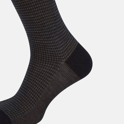 Charcoal Melange Houndstooth Long Socks Image 3