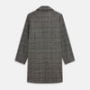 View 3 of product The Turnbull & Asser Grey Multi Check Wool Bernard Car Coat features a collar, three front buttons, long sleeves, and knee-length Prince of Wales check wool, shown against a white background.
