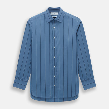 Steel Grey and Navy Track Stripe Mayfair Shirt