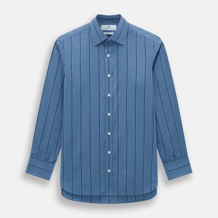Steel Grey and Navy Track Stripe Mayfair Shirt