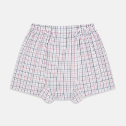 Pink Multi Graph Check Godfrey Boxer Shorts Image 1