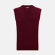 The Turnbull & Asser Burgundy Cashmere V-Neck Vest for men is a stylish, sleeveless knit sweater displayed on a plain white background.
