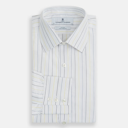 Navy and Yellow Wide Pinstripe Mayfair Shirt Image 4