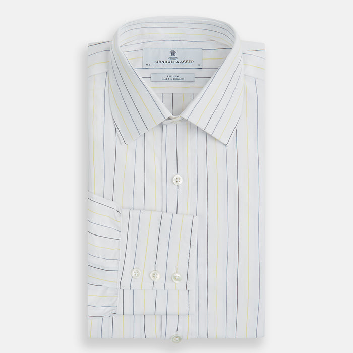 Navy and Yellow Wide Pinstripe Mayfair Shirt Image 4