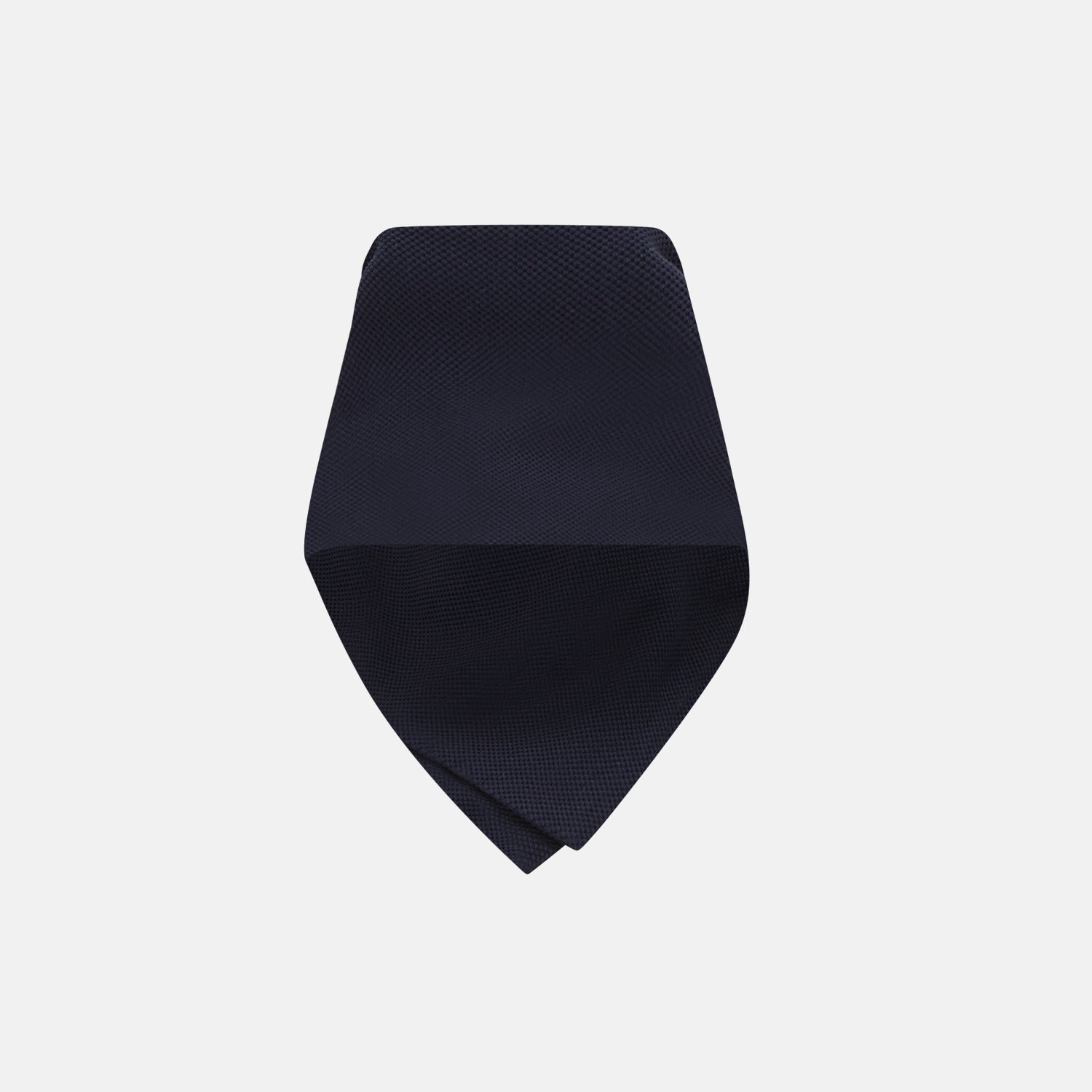 View 2 of product The Turnbull & Asser Navy Silk and Cotton Neck Warmer features a dark navy blue textured fabric and a single black button, shown against a plain light gray background.