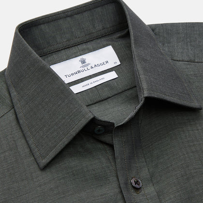 Dark Green Cotton Melange Regular Fit Mayfair Shirt Image 1