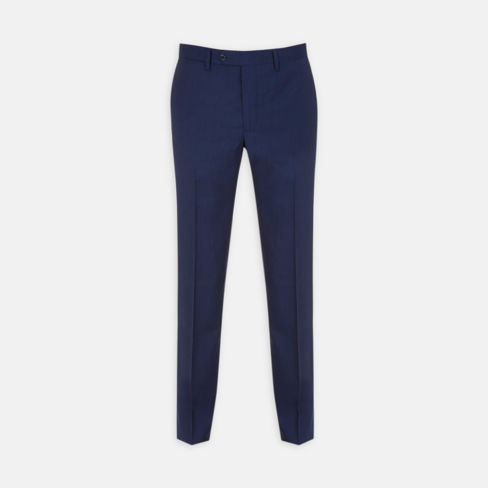 Turnbull & Asser Blue Wool Trousers feature a tailored fit, button and zip closure, front creases, and belt loops, shown on a flat white background.