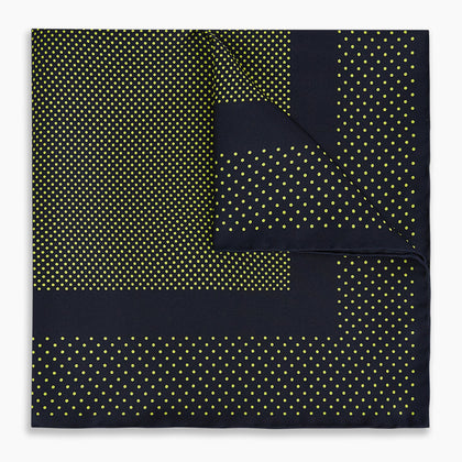 Navy and Yellow Dot Silk Pocket Square Image 4