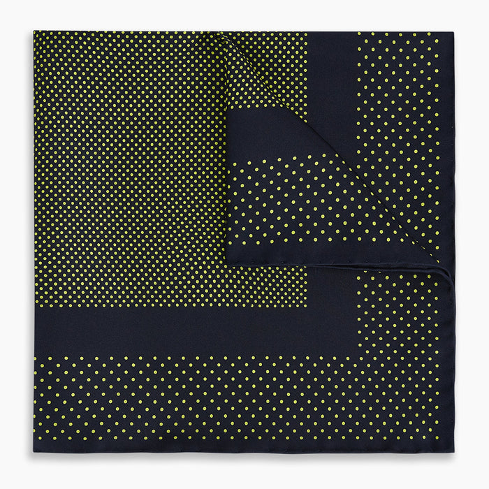 Navy and Yellow Dot Silk Pocket Square Image 4
