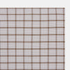 View 7 of product The Turnbull & Asser Hand Rolled Brown Overlay Check Handkerchief is a rectangular white cotton accessory with evenly spaced brown and black grid lines, forming squares—a timeless classic for gentlemen.
