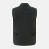 View 3 of product The Graphite Melange Collared Single-breasted Waistcoat by Turnbull & Asser features a dark gray hue, front buttons, collar, two zippered side pockets, and a chest pocket—perfect for winter. Shown on a plain white background.