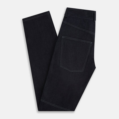 Navy Denim Trousers Image 5