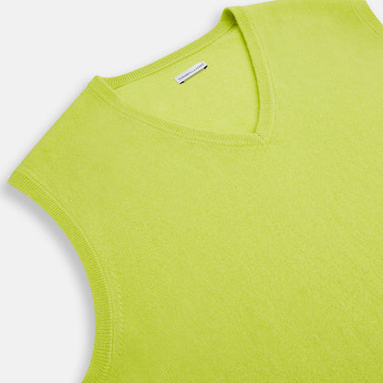 Lemon Green Cashmere V-Neck Vest Image 1