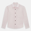View 1 of product The Soft Pink Hyde Overshirt by Turnbull & Asser features long sleeves, sanforised cotton, dark buttons, and a left front pocket, shown laid flat on a white background.
