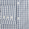 View 4 of product The Azzurro Multi Check Westminster Shirt by Turnbull & Asser is a long-sleeve, button-up with a white base and blue and gray checks, displayed flat against a white background.