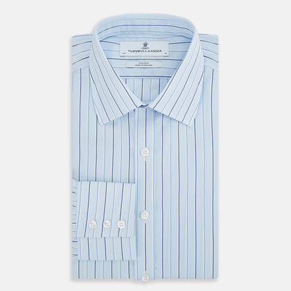 Navy and Blue Combination Stripe Mayfair Shirt Image 4