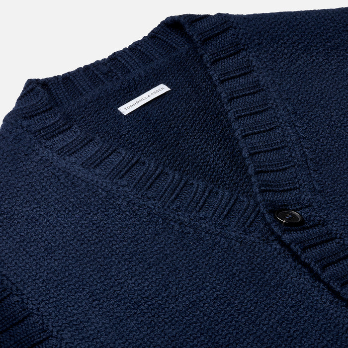 NAVY MERINO V-NECK SLEEVELESS CARDIGAN Image 1