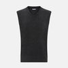 View 1 of product The Turnbull & Asser Charcoal Grey Melange V-Neck Sleeveless Cashmere Vest is shown against a plain white background.