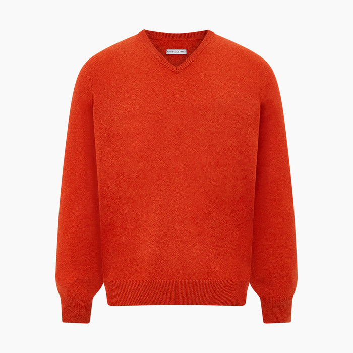 Red Orange Cashmere V-neck Jumper Image 4