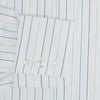 View 4 of product A Green Wide Pinstripe Mayfair Shirt by Turnbull & Asser, featuring long sleeves, a button-up front, and a T&A collar, is shown flat on a white background.