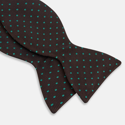 Blue and Brown Micro Dot Silk Bow Tie Image 1