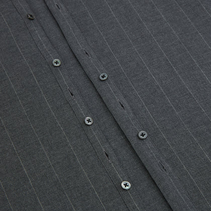 Charcoal Melange Wide Stripe Westminster Shirt Image 6