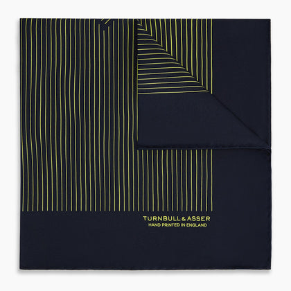 Navy and Gold Stripe Silk Pocket Square Image 4