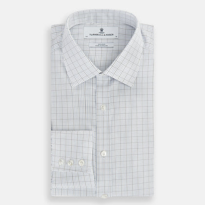 Navy and Blue Multi Grid Check Mayfair Shirt Image 4
