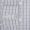 View 4 of product The Turnbull & Asser Navy and Blue Multi Tattersall Westminster Shirt features long sleeves, a button-down style, and a Turnbull collar in a blue and gray check pattern on white, laid flat against a white background.
