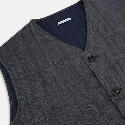 Ash Quilted Linen Herringbone Waistcoat Image 1