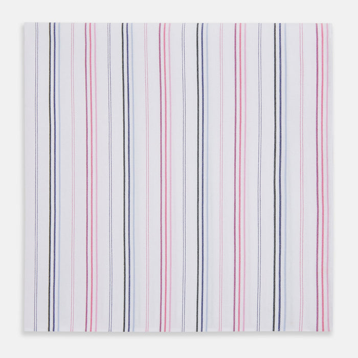 Hand Rolled Pink and Blue Multi Stripe Handkerchief