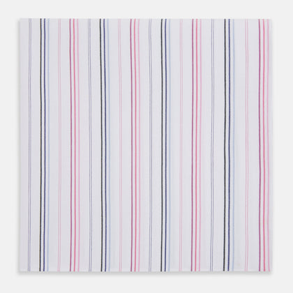 Hand Rolled Pink and Blue Multi Stripe Handkerchief Image 7
