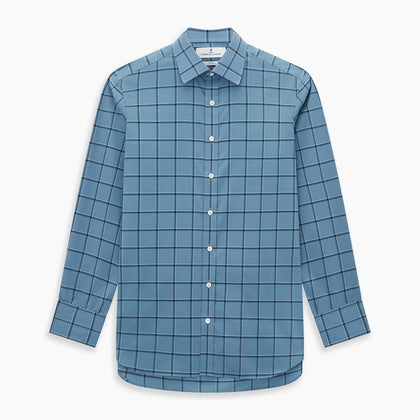 Steel Grey Grid Check Mayfair Shirt Image 6