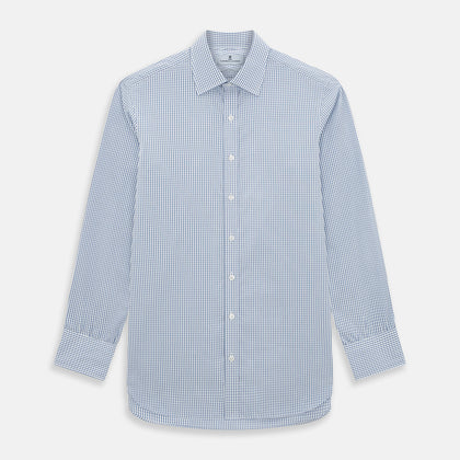 Sky Blue Micro Shadow Check Mayfair Shirt