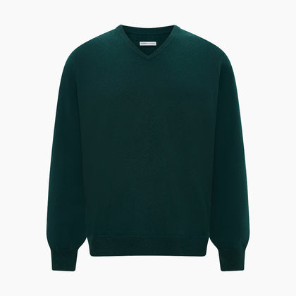 Forest Green Cashmere V-neck Jumper Image 4