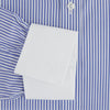 View 4 of product The Gekko Shirt by Turnbull & Asser features blue and white stripes with a white classic T&A collar and double cuffs, inspired by the Wall Street film. Shown on a plain white background.