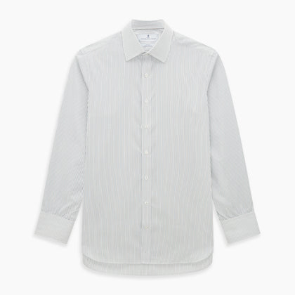 Green and Brown Ticking Stripe Mayfair Shirt Image 6