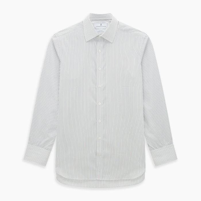 Green and Brown Ticking Stripe Mayfair Shirt Image 6