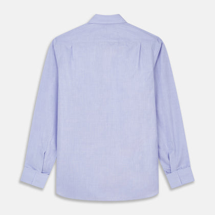 Tailored Fit Blue End-on-End Cotton Shirt with Kent Collar and Double Cuffs Image 2