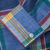 View 2 of product The Blue Multi Check Linen Weekend Fit Suffolk Shirt by Turnbull & Asser features a classic collar, white buttons, chest pocket, and colorful blue, green, yellow, red, and white plaid—perfect for a casual weekend look.