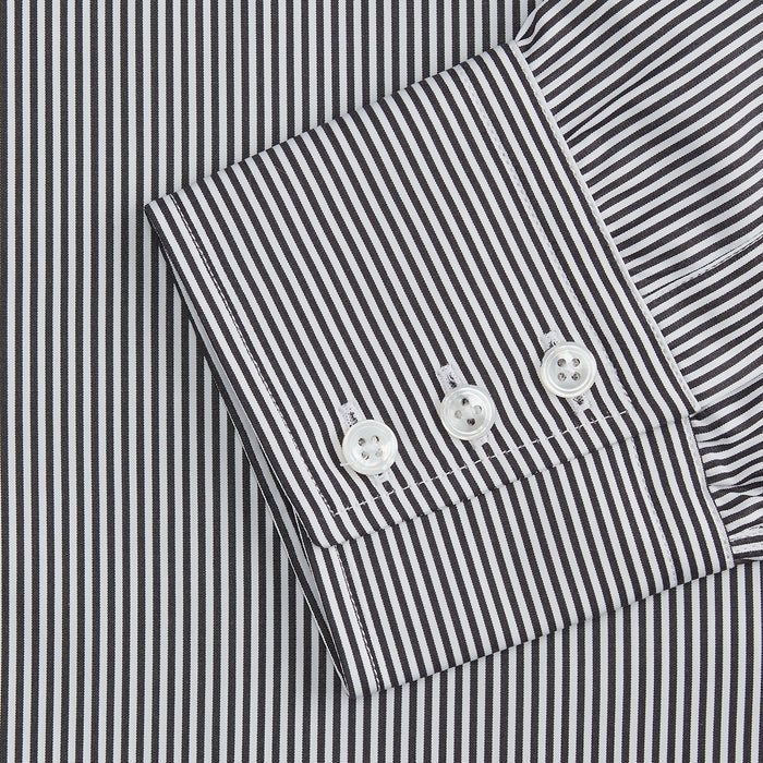 Black Candy Stripe Cotton Regular Fit Mayfair Shirt Image 2