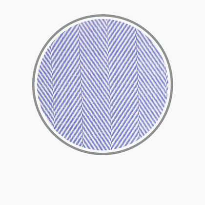 Blue Herringbone Cotton Fabric Image 2