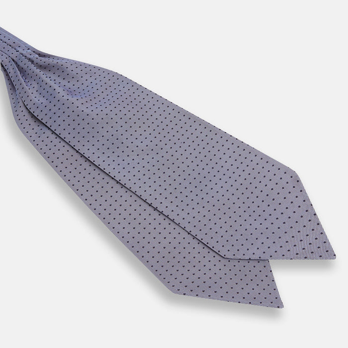 Navy and Light Blue Micro Dot Silk Cravat Image 2