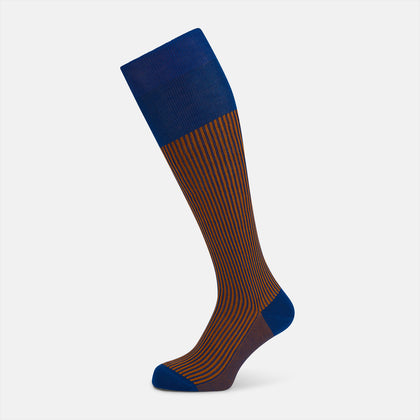 Royal Blue/Orange Thin Striped Long Socks