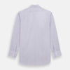 View 3 of product The Lilac Halo Stripe Mayfair Shirt by Turnbull & Asser features a relaxed Mayfair fit, white buttons, a pointed collar, and a subtle lilac stripe pattern for timeless sophistication.