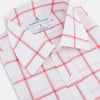 View 2 of product The Turnbull & Asser Coral Grid Check Mayfair Shirt is a white long-sleeve shirt with a collar, made from fine Italian cotton and featuring an evenly spaced coral grid check pattern.